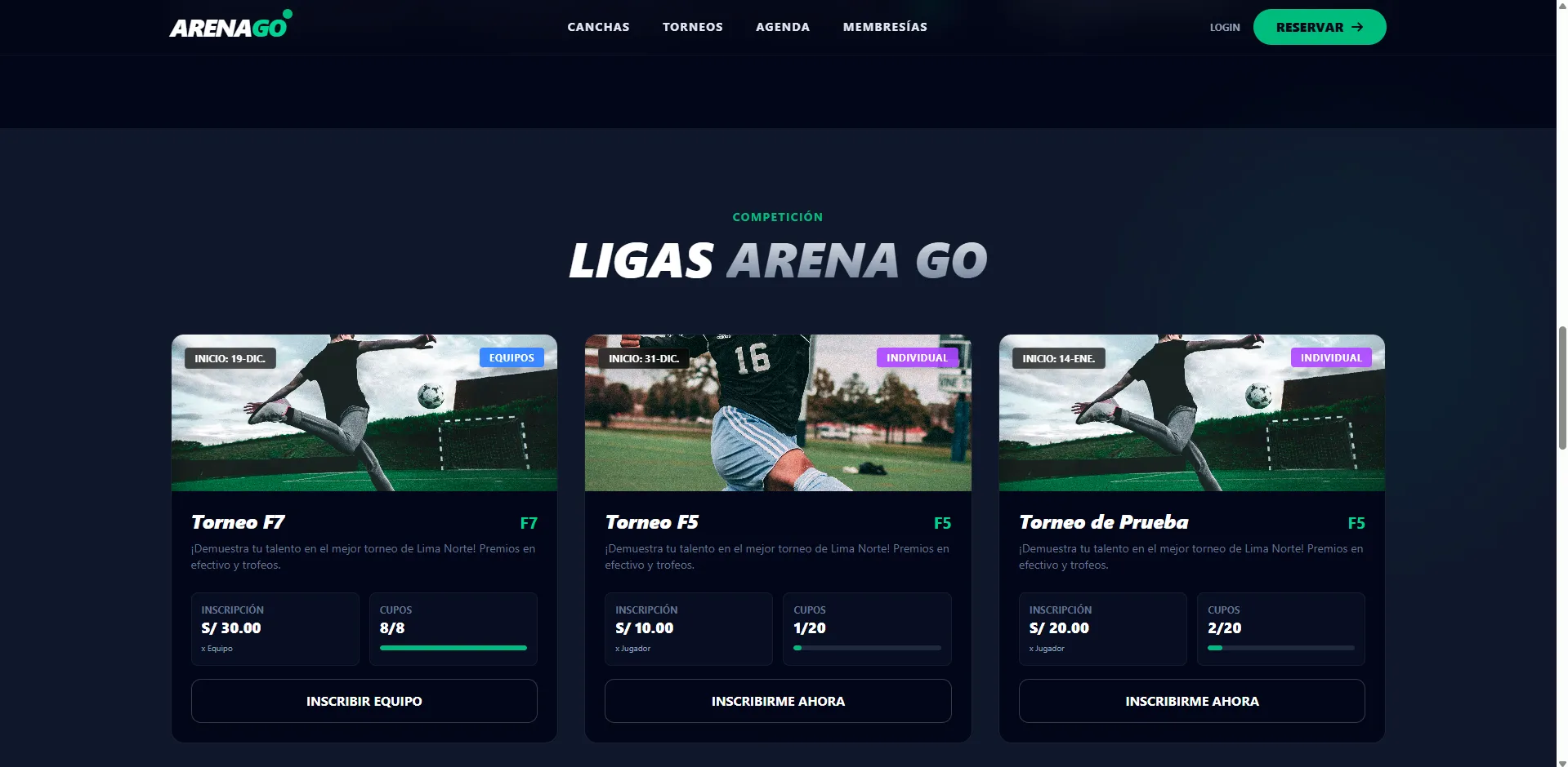 Vista Pública de Torneos